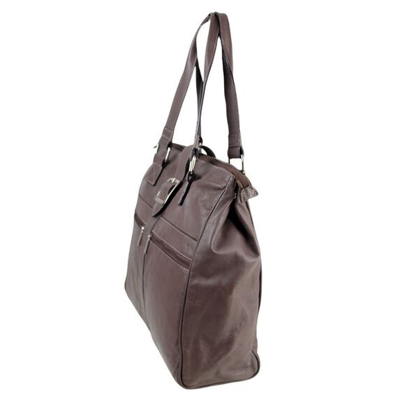 Bennemann BROWN GENUINE LEATHER BUCKLE SHOULDER BAG BUSINESS TOTE HANDBAG PURSE - Picture 4 of 15